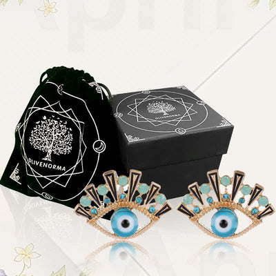 Olivenorma "Eye of Doom" - Sapphire Creative Peacock Earrings