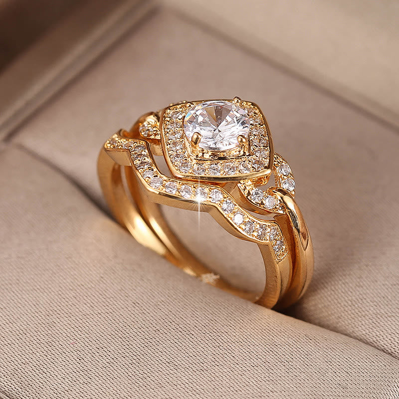Square Rhombus White Zircon Ring