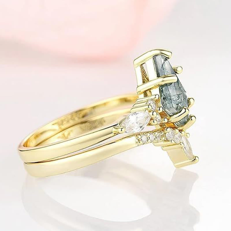 FREE Today: "Sense Of Tranquillity" 2 Pcs Natural Moss Agate Ring Set - image 7