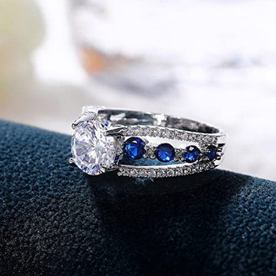 Olivenorma Creative Hollow Sapphire Blue Zircon Ring