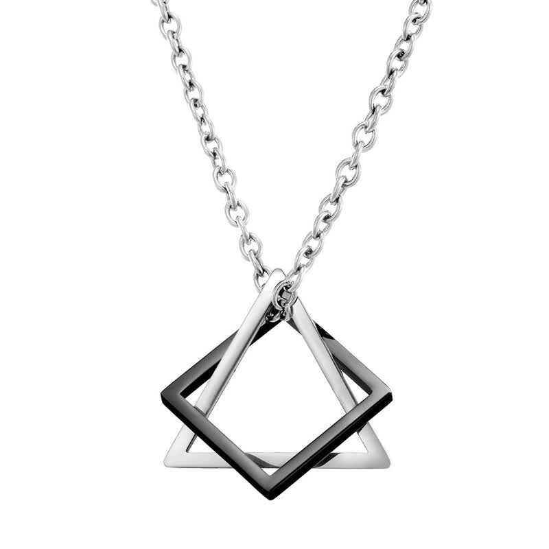 Modern Geometric Square Triangle Necklace