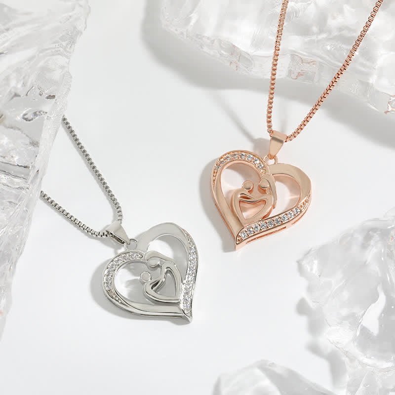 Women's Mom And Child Heart Bond Necklace