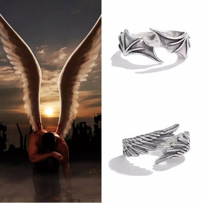 Retro Angel And Demon Wing Couples Rings