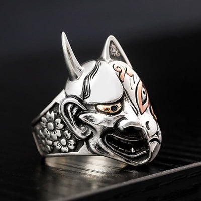 Devil Half Face Skeleton Prajna Ghost Ring