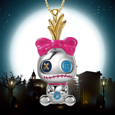 Ghost Pink Doll Circus Clown Necklace