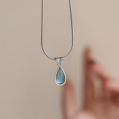 Blue Ocean Water Drop Titanium Steel Necklace