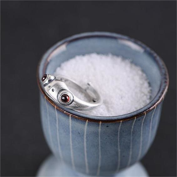 Stainless Steel Animal Silver Cute Frog Ring