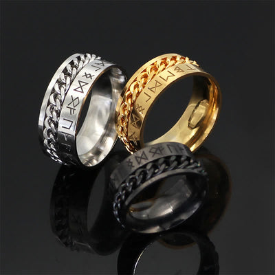 Viking Mystical Runic Rotating Ring