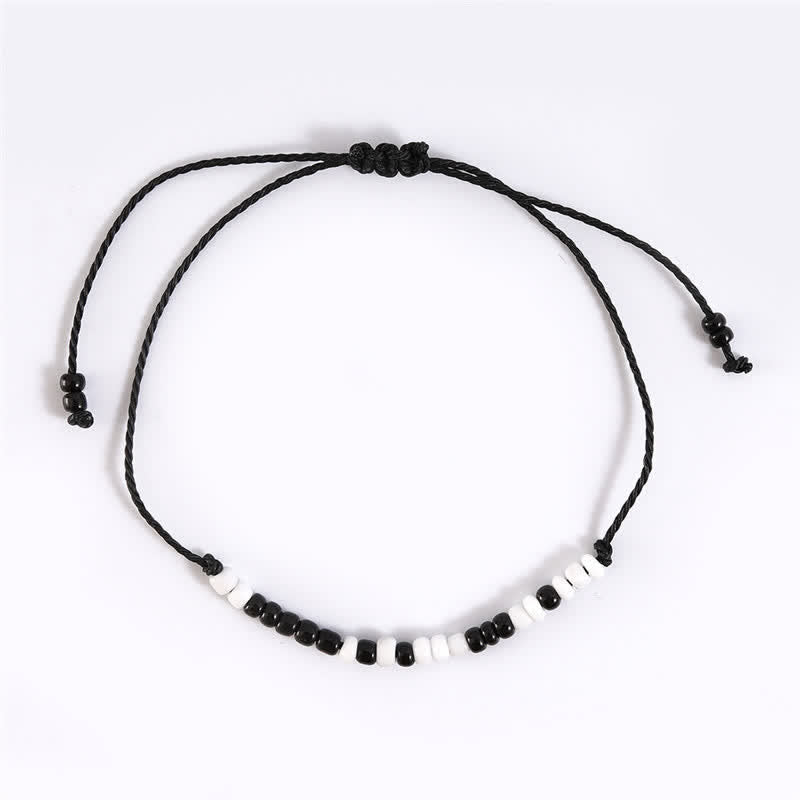 Morse Code I Love You Black White Beads Bracelet