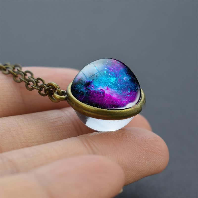 Solar System Double Side Glass Necklace