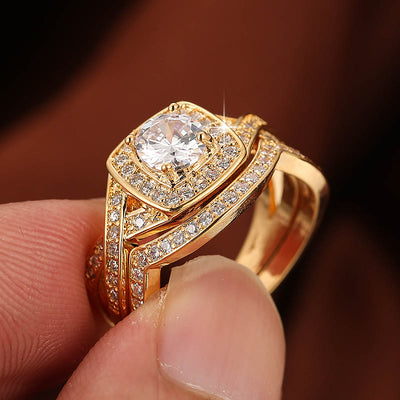 Square Rhombus White Zircon Ring
