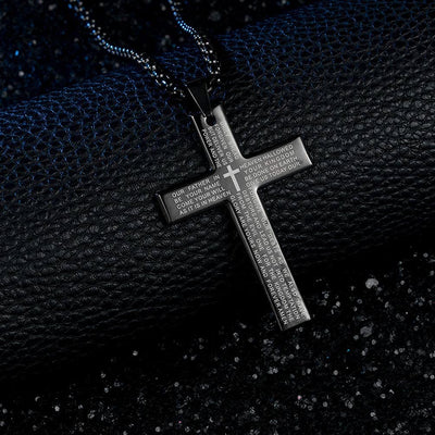 FREE Today: Men's Cross Necklace with Lord's Prayer