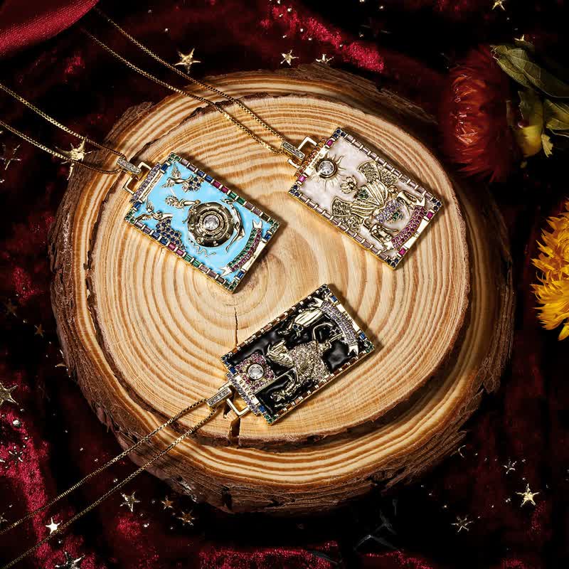 Olivenorma Enamel Major Tarot Card Necklace