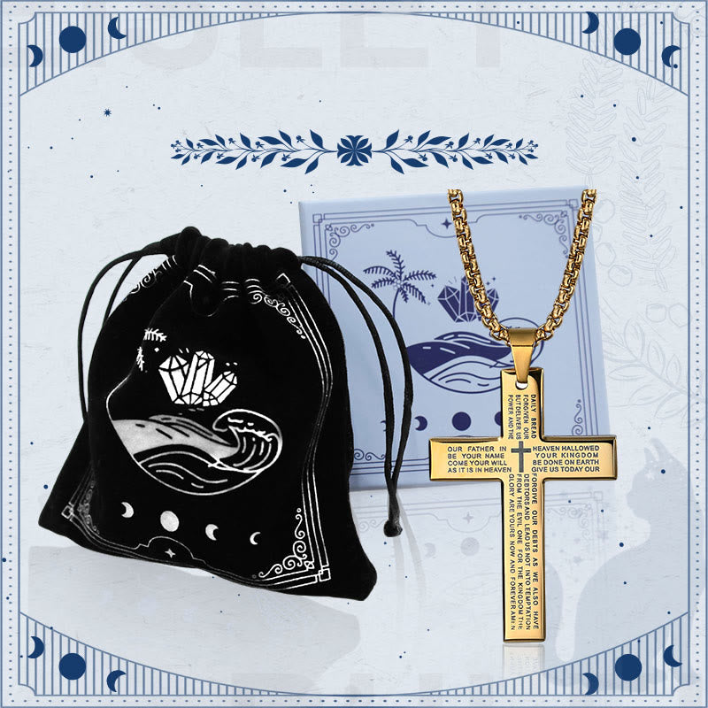 FREE Today: Men's Cross Necklace with Lord's Prayer