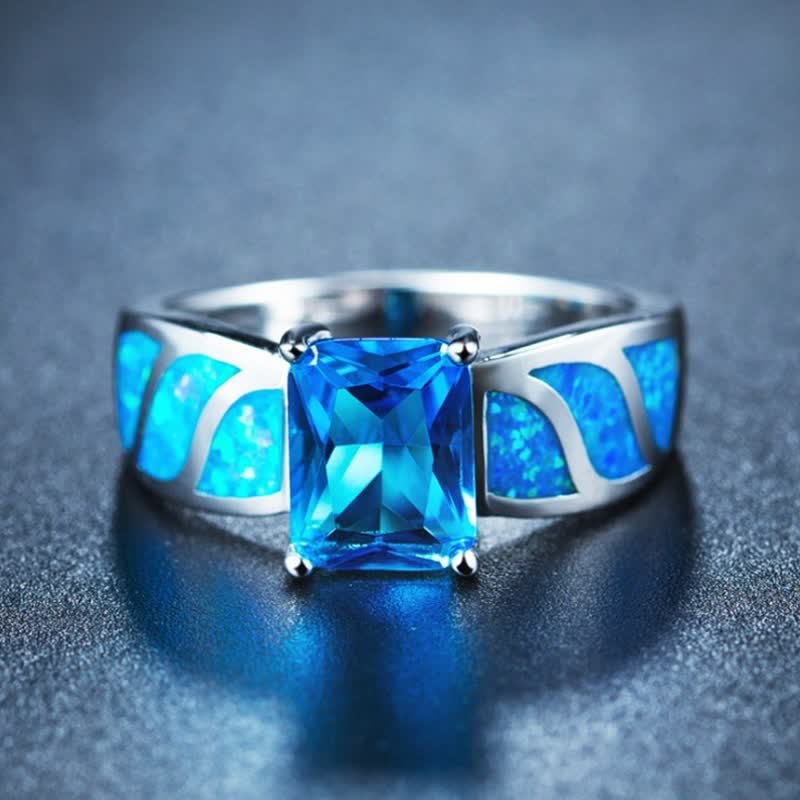 Retro Blue Opal With Sapphire Ring