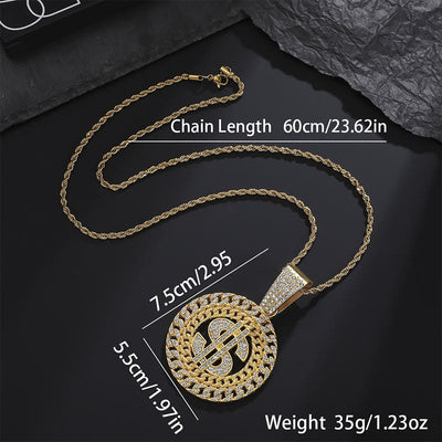 Hip-hop Dollar Plated Gold Necklace