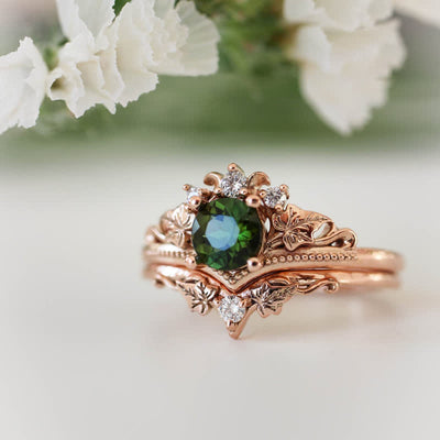 Olivenorma Alexandrite Emerald Natural Crystal Ring