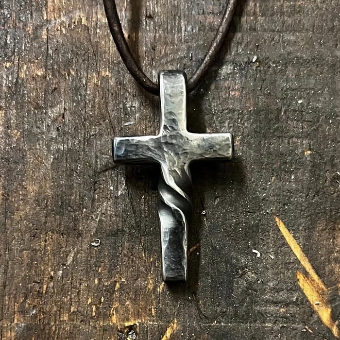 Hammered Twist Cross Necklace