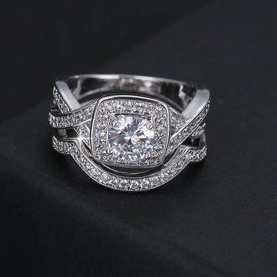 Square Rhombus White Zircon Ring