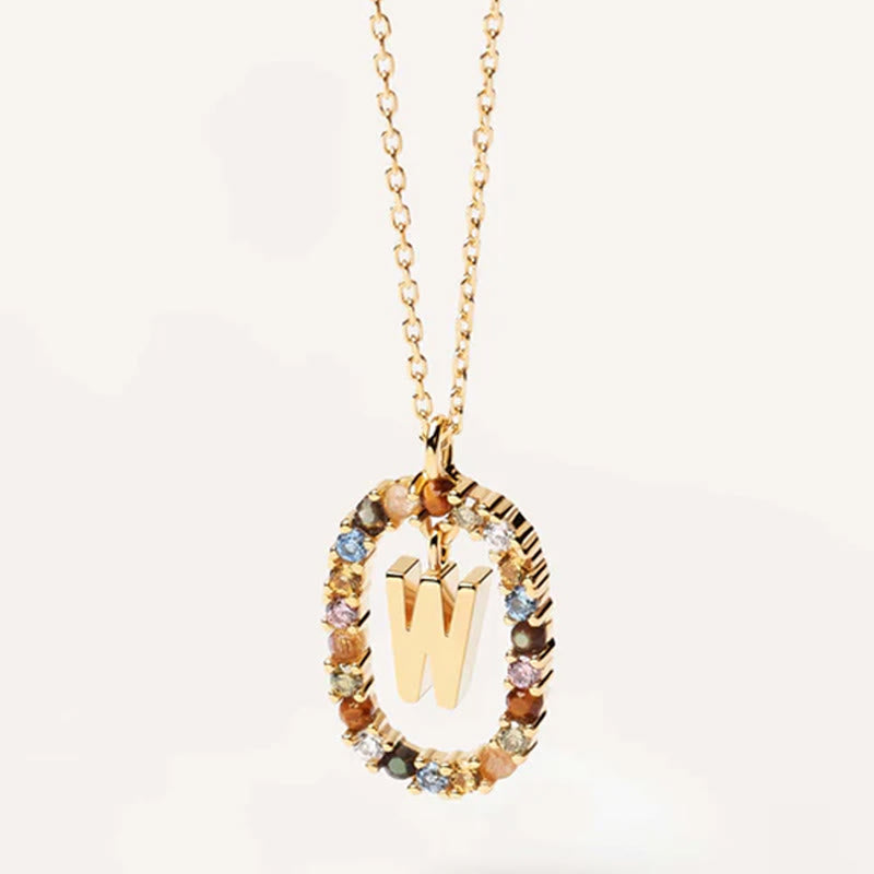 INITIAL LETTER Colourful Zircon Necklace