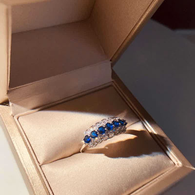 Olivenorma Creative Hollow Sapphire Blue Zircon Ring