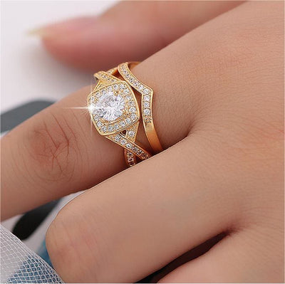 Square Rhombus White Zircon Ring