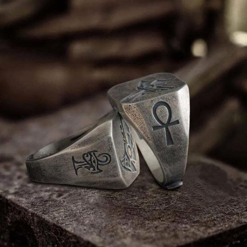 FREE Today: The God Of The Sky - Horus and Anubis Sterling Silver Ring