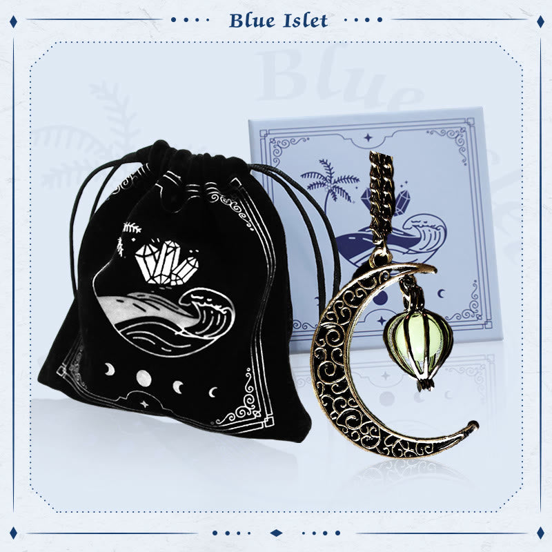 Luminous Bead Birdcage Hollow Moon Necklace