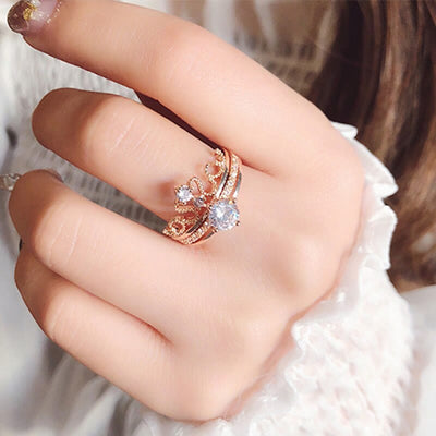 Fashion Two in one Micro-inlaid zircon Crown Ring