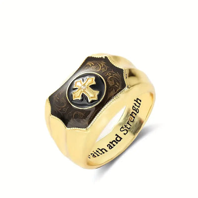 Limited Sale - "Faith And Strength" Gold Plated Cross Ring