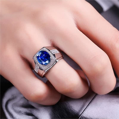 Men's Luxurious Sapphire Crystal Ring