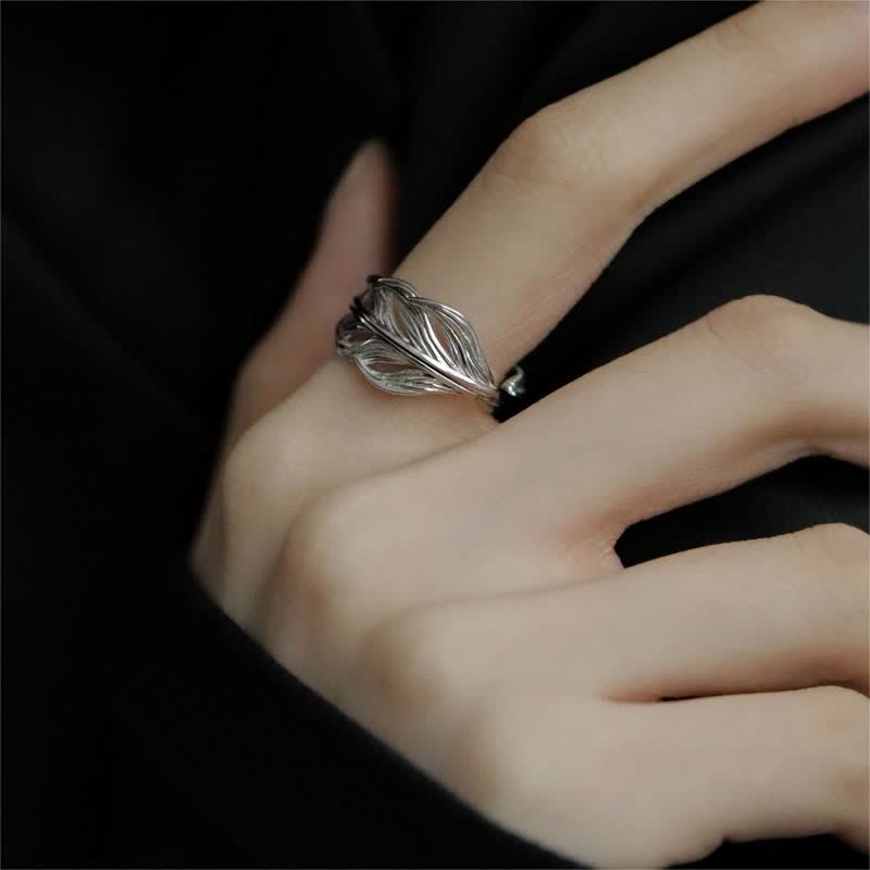 Men's Stacking Gold & Silver Feather Ring