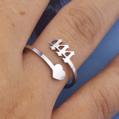 Heart Angel Number Adjustable Ring