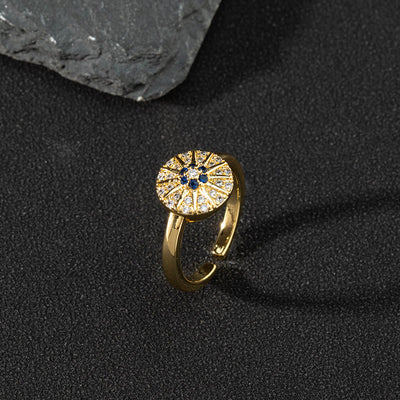 Olivenorma White Zircon Ring Evil Eye Adjustable Ring