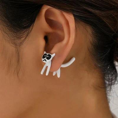 Unique Black White Cute Cat Stud