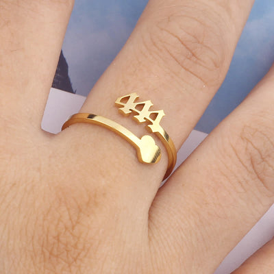 Heart Angel Number Adjustable Ring