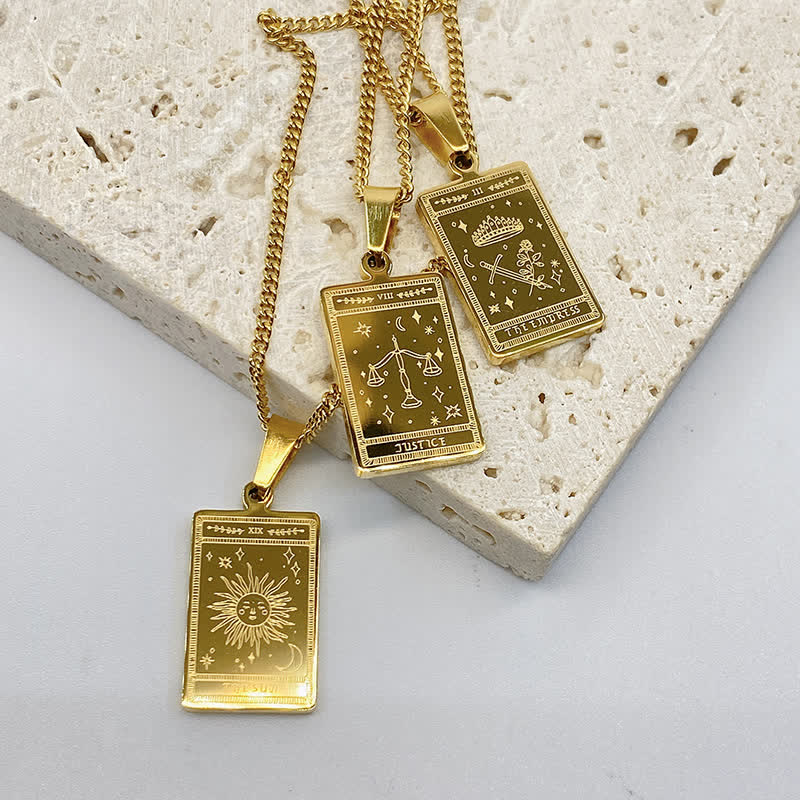 Olivenorma Tarot Card Carve Alloy Necklace