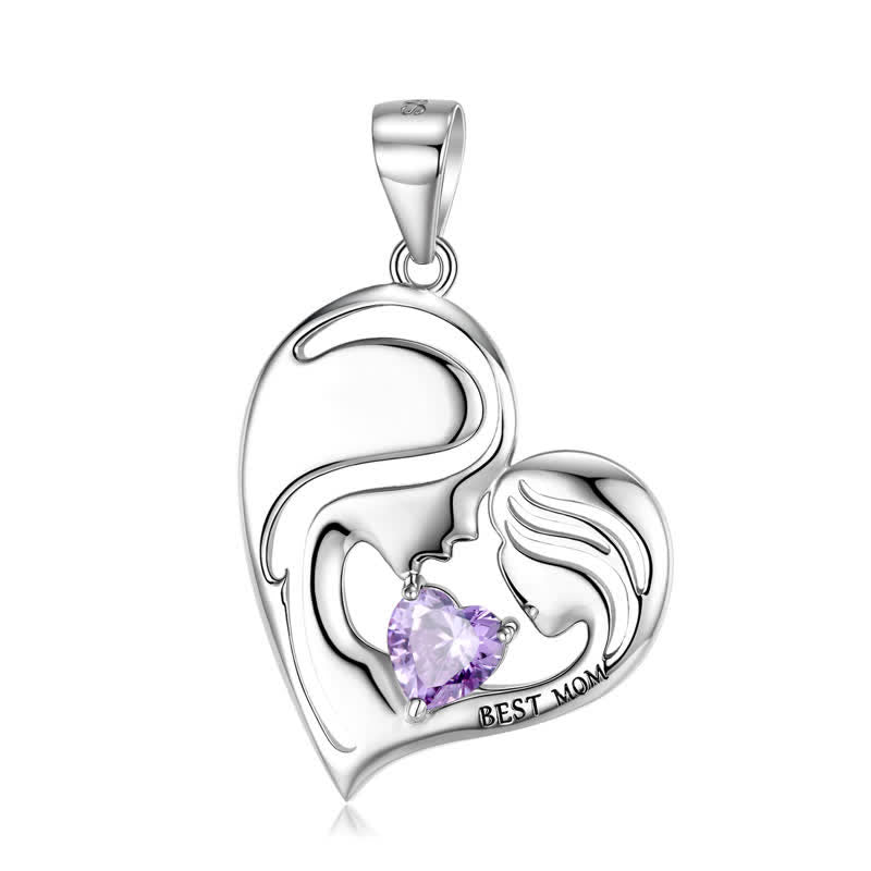 "Best Mom" Women's Heart Birthstone Necklace