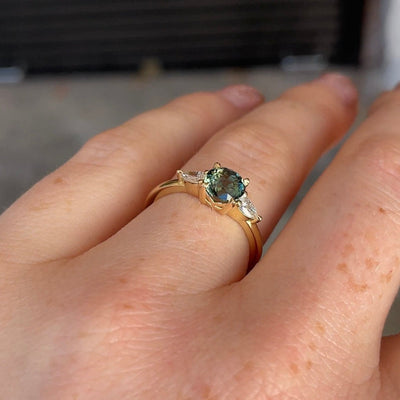 Emerald Zircon Engagement Ring