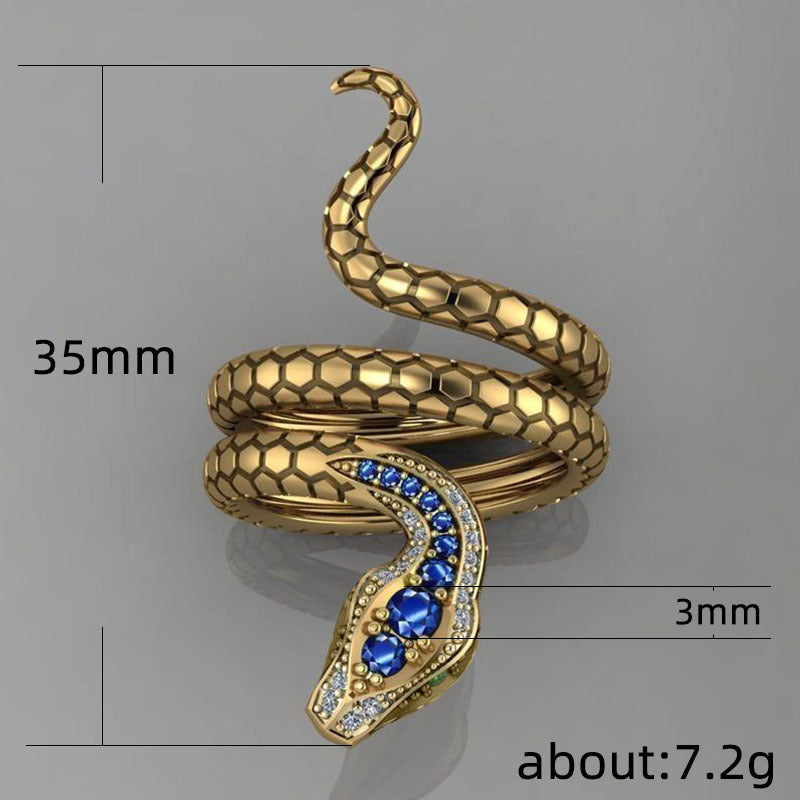 Coiled Snake Multicolor Cubic Zirconia Punk Ring