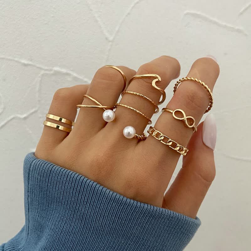 10Pcs Women's Bohemian Geometric Ring Set - #6 - image 6