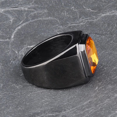 Men's Stainless Steel Gemstone Ring