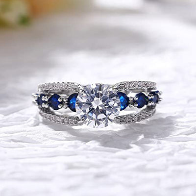 Olivenorma Creative Hollow Sapphire Blue Zircon Ring