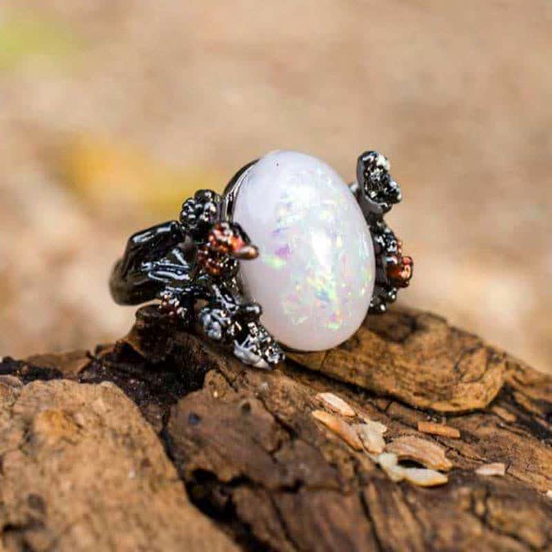 Olivenorma "Midnight Blossom: -Magic Tree Opal Ring