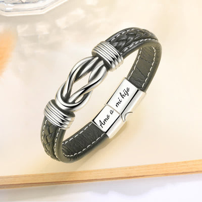 "Mother and son united forever" - Braided Leather Bracelet