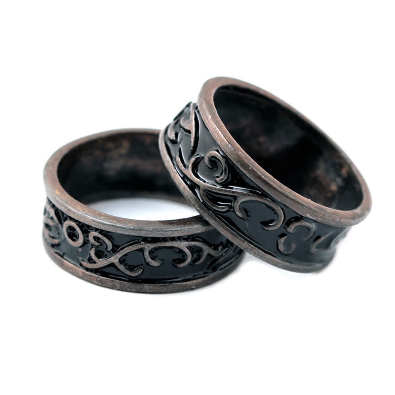 Men's Viking Carved Floral Leaf Ring