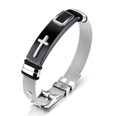 Men's Stainless Steel Cross Adjustable Bracelet