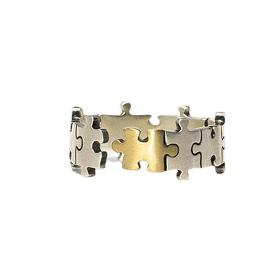 Geometric Jigsaw Puzzle Couple Ring