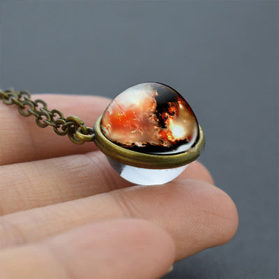 Solar System Double Side Glass Necklace