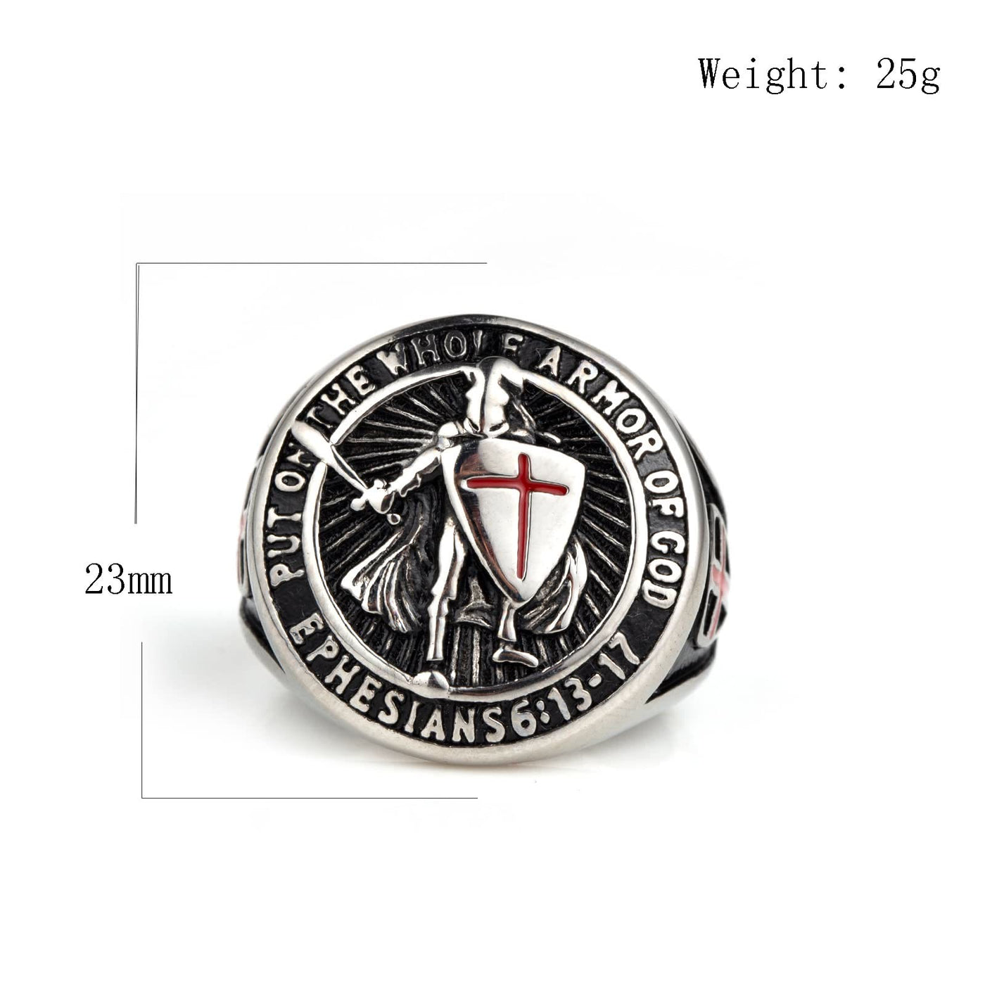 Men's Templar and Red Cross Knight Shield Ring